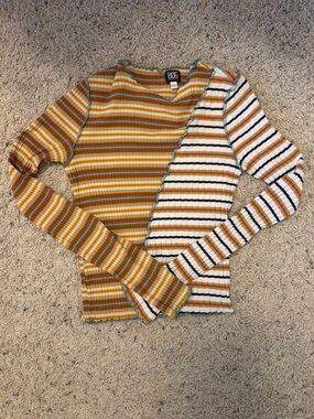 BDG Urban Outfitters Patchwork Striped Lettuce Edge Top - Size XS